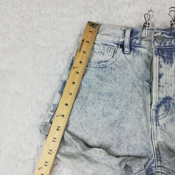 Pacsun Womens Shorts High Rise Rolled Denim Blue Button Fly Light Wash 25 - Picture 8 of 11